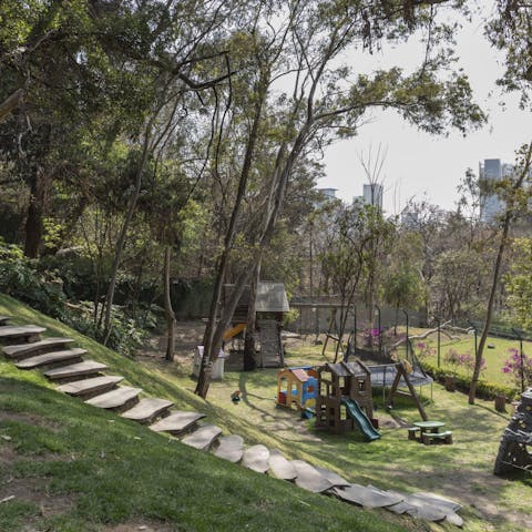 Let kids run off some energy in the woodland play areas