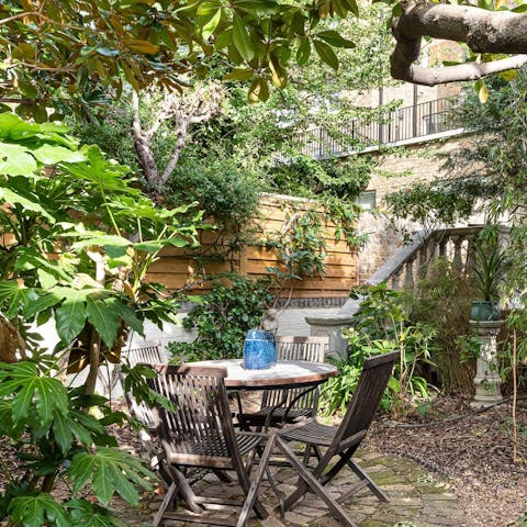 The secluded garden dining area