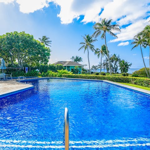 Swim in one of the communal pools to beat the Hawaiian heat