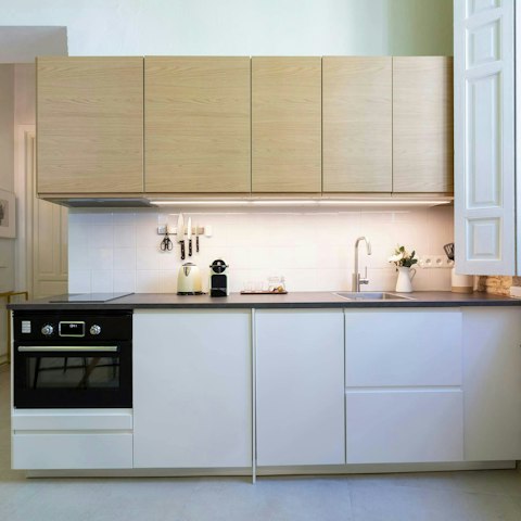 Prepare meals or snacks in the convenient kitchen
