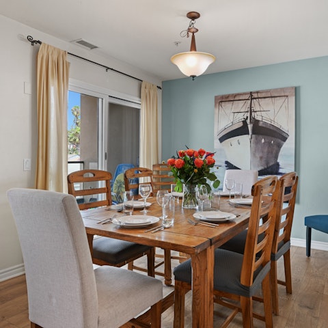 Serve up homemade Cali-style meals at the dining area