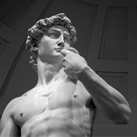 See the Statue of David, at the nearby Galleria dell'Accademia di Firenze