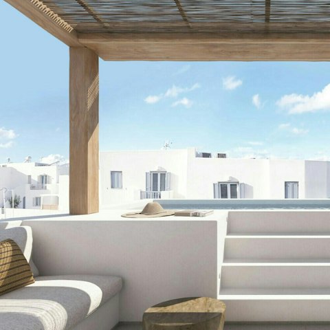 Toast the day's end from the private plunge pool