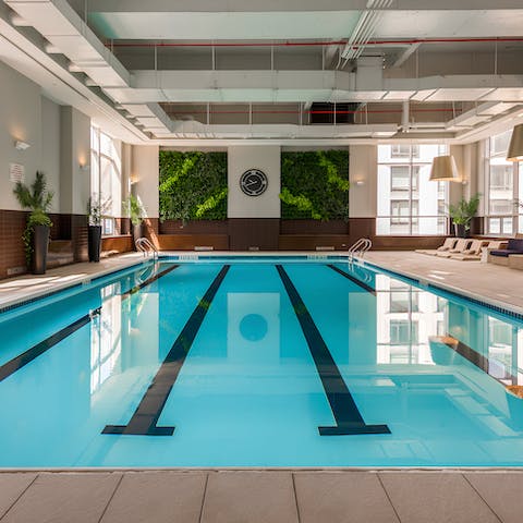 Keep fit while away in New York in the shared indoor swimming pool