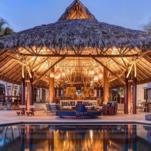 Clink glasses in the magnificent dining area