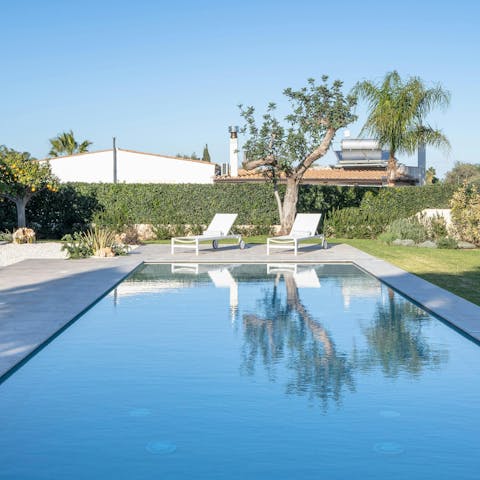 Cool off with a dip in the private swimming pool