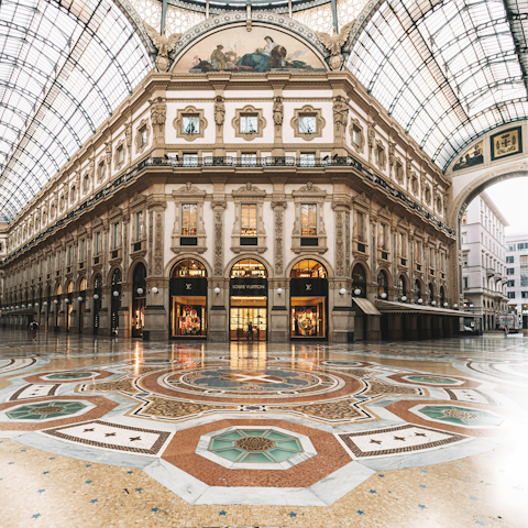 Enjoy a shopping spree at Galleria Vittorio Emanuele II – eighteen minutes away on foot