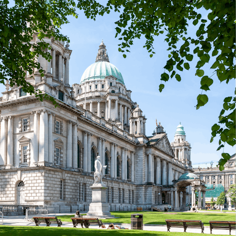 Walk to City Hall, where a grand photo opportunity awaits by major bus routes