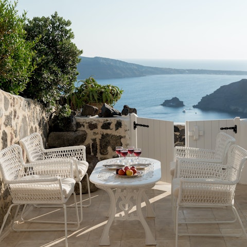 Sip morning coffees and evening drinks on the terrace