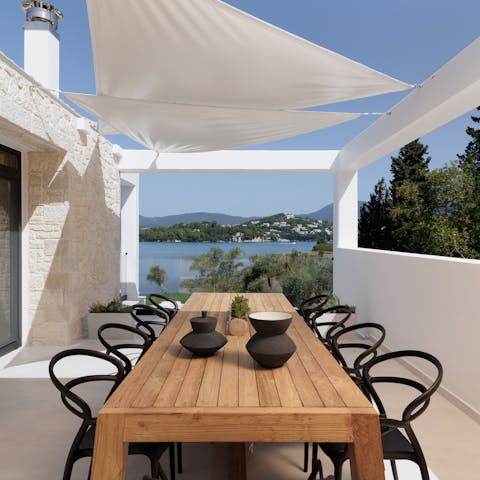 Tuck into homemade meals at the alfresco dining table