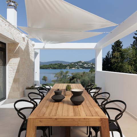 Tuck into homemade meals at the alfresco dining table