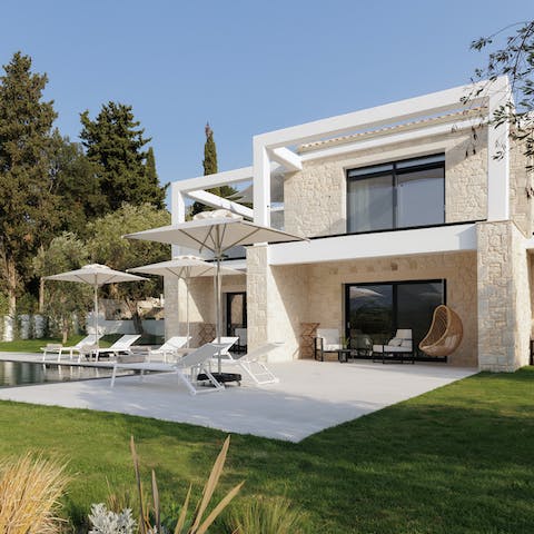 Stay in this fabulous pine-fringed villa, overlooking Corfu's mountainous interior