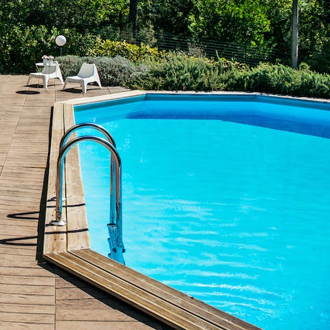 Take a refreshing dip in the swimming pool when the temperature rises