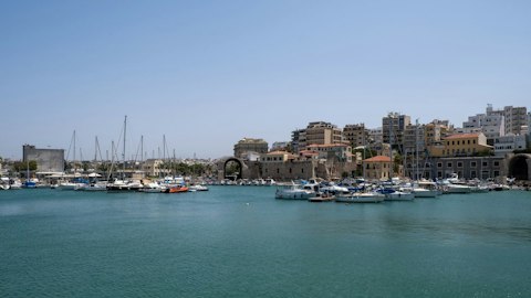 Wander Heraklion's Venetian harbour, about twenty-eight minutes by car