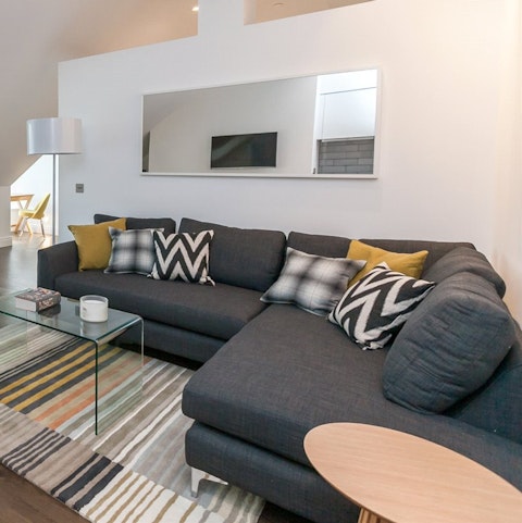 Relax  on the sofa after a busy day exploring the city