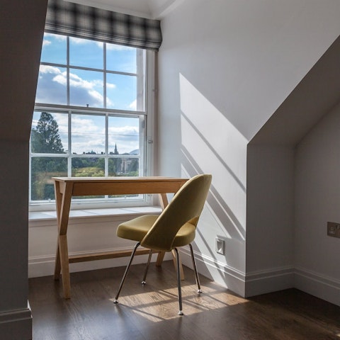 Enjoy views of the castle from the living area