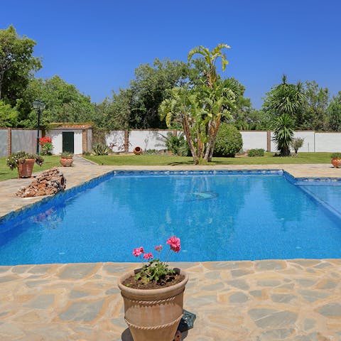 Swim a few morning laps before enjoying an afternoon relaxing on sun loungers