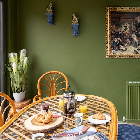 Serve up coffee and pastries at the dining table each morning