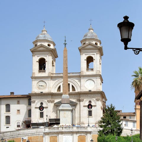 Climb the iconic Spanish Steps, an eight-minute walk away