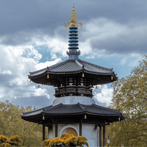 Walk just over twenty minutes up the road for a riverside stroll in Battersea Park