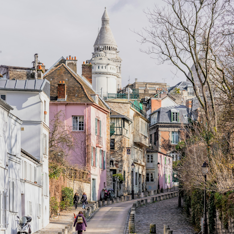 Explore nearby Montmartre, home to Sacré-Cœur Cathedral