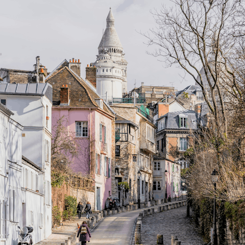 Explore nearby Montmartre, home to Sacré-Cœur Cathedral