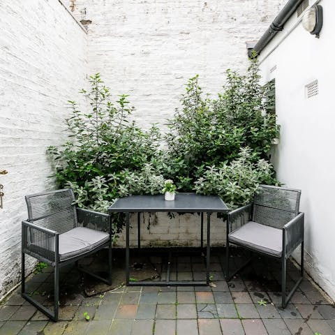 Start your day with a hot coffee on the cosy patio