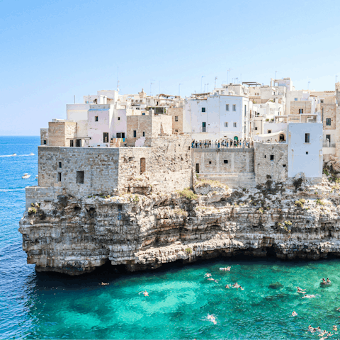 Wander the idyllic streets of Polignano a Mare, right on your doorstep