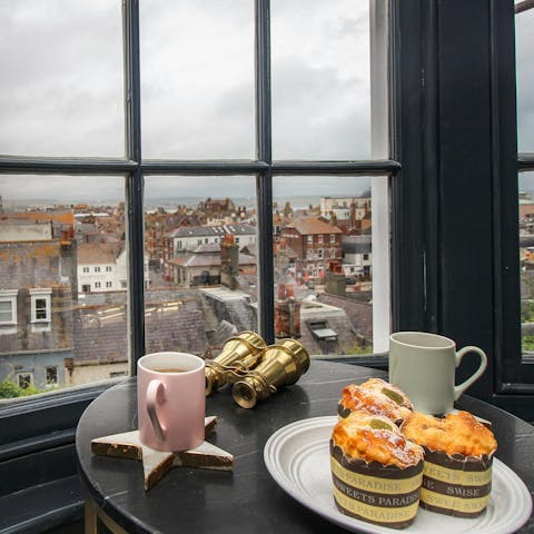 Enjoy a morning coffee while admiring the sea views