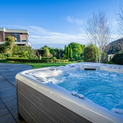 Kick back in the bubbling hot tub
