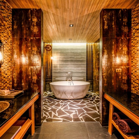 Enjoy a long soak in the freestanding bath at the end of a busy day