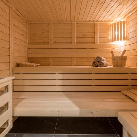 Relax in the sauna after a busy day of skiing
