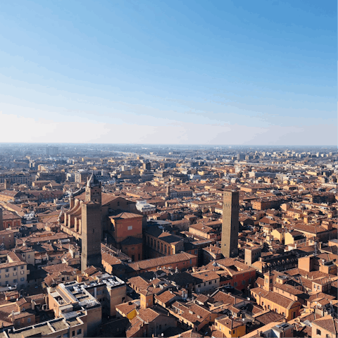 Visit Bologna, an hour and fifteen minutes away by car