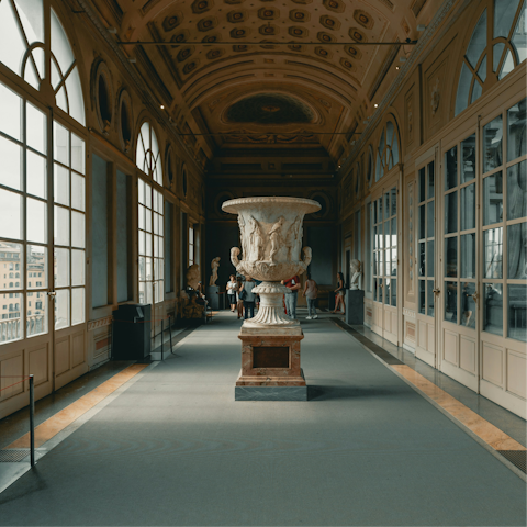 Marvel at the art in the famed Uffizi Gallery, five minutes away