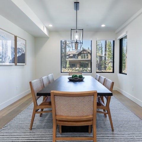 Tuck into a group meal in the light-filled dining space