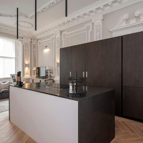 Cook in the contemporary open-plan kitchen