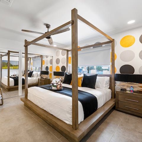 Have no trouble getting a good night's sleep in the four-poster bed