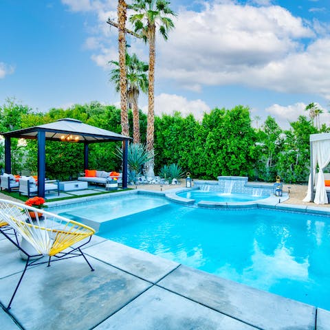 Spend hot afternoons relaxing on an Acapulco or swimming in the pool