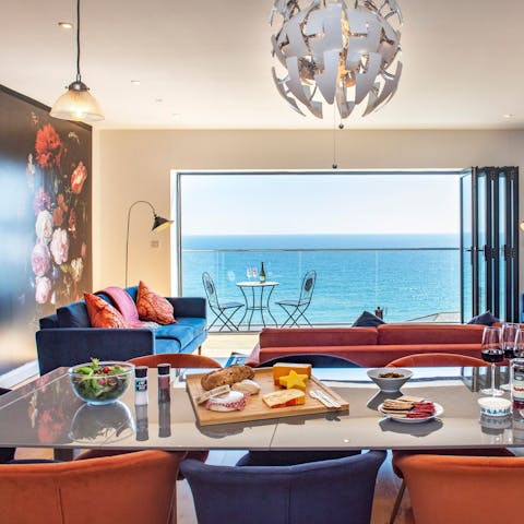 Pour a glass of your favourite drink and watch the sunset across the horizon