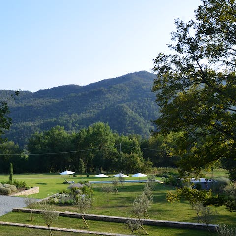 Unwind with mountain views from the garden