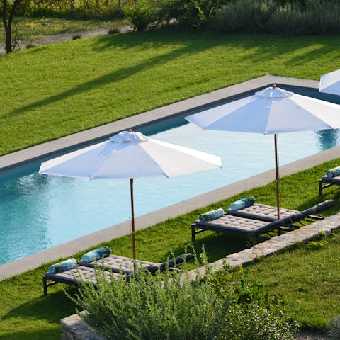 Enjoy a refreshing morning swim in the 14-metre outdoor pool