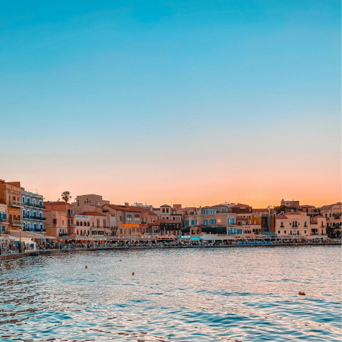 Stroll around the lively city of Chania, a short drive away