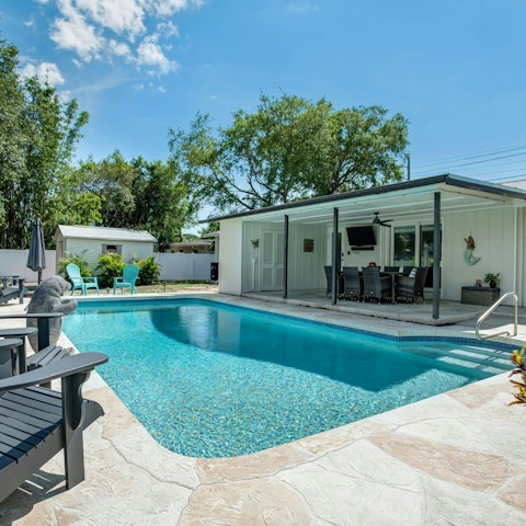 Spend your days enjoying the sunny pool