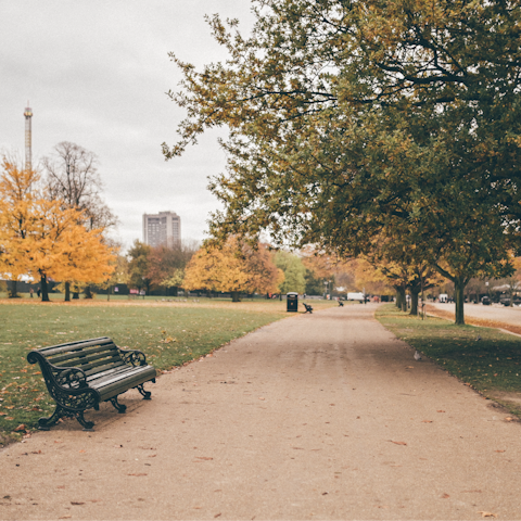 Stretch your legs in nearby Hyde Park – the perfect spot for a morning jog