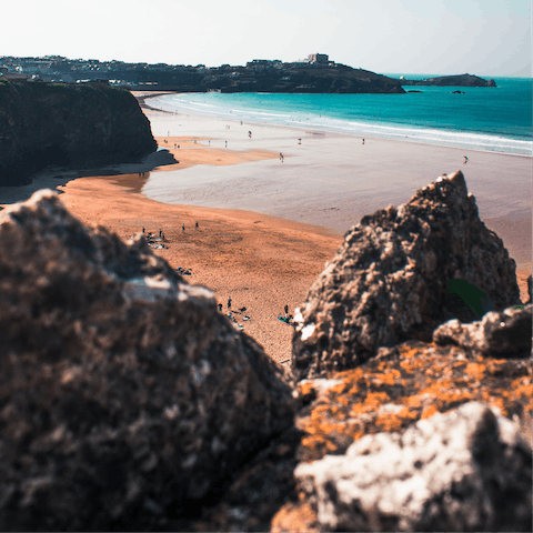 Drive thirteen minutes to beautiful Tolcarne Beach