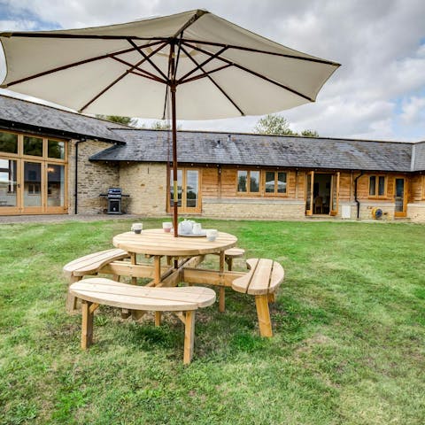 Take your morning coffee or tea into the private garden