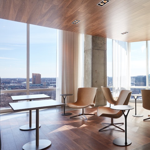 Catch up on emails or make new friends in the communal lounge space