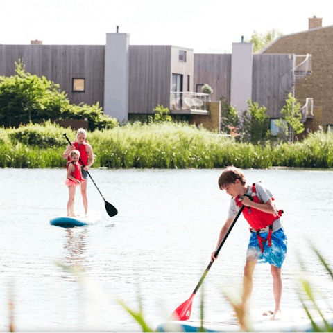 Hire paddleboards, kayaks or bikes from the onsite Activity Hub