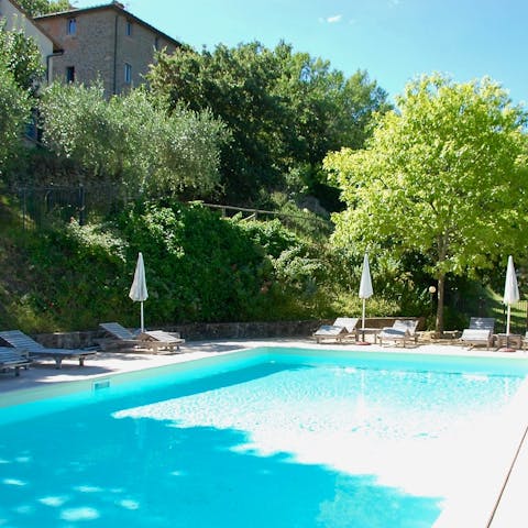 Enjoy the sunshine from the shared swimming pool