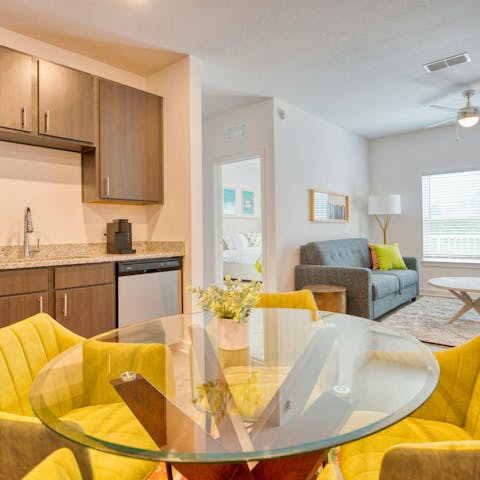 Cook, dine and unwind in the open-plan living space